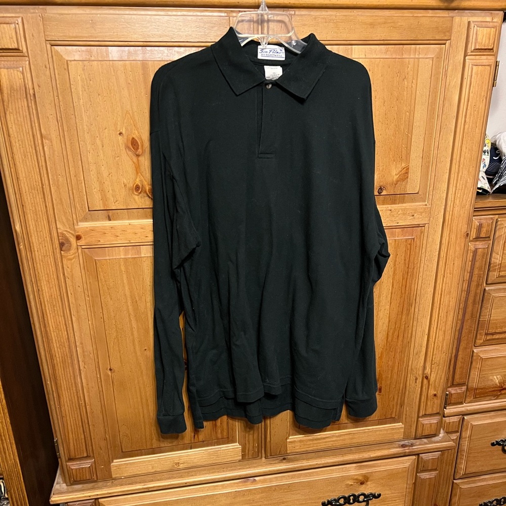Long sleeved solid black pullover polo size 2X from Sea Palms by Hartwell !